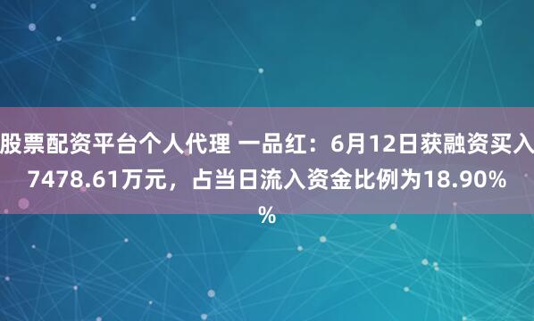 股票配资平台个人代理 一品红：6月12日获融资买入7478.61万元，占当日流入资金比例为18.90%
