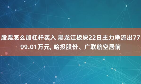 股票怎么加杠杆买入 黑龙江板块22日主力净流出7799.01万元, 哈投股份、广联航空居前