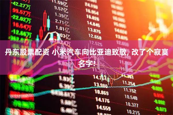 丹东股票配资 小米汽车向比亚迪致敬, 改了个寂寞名字!